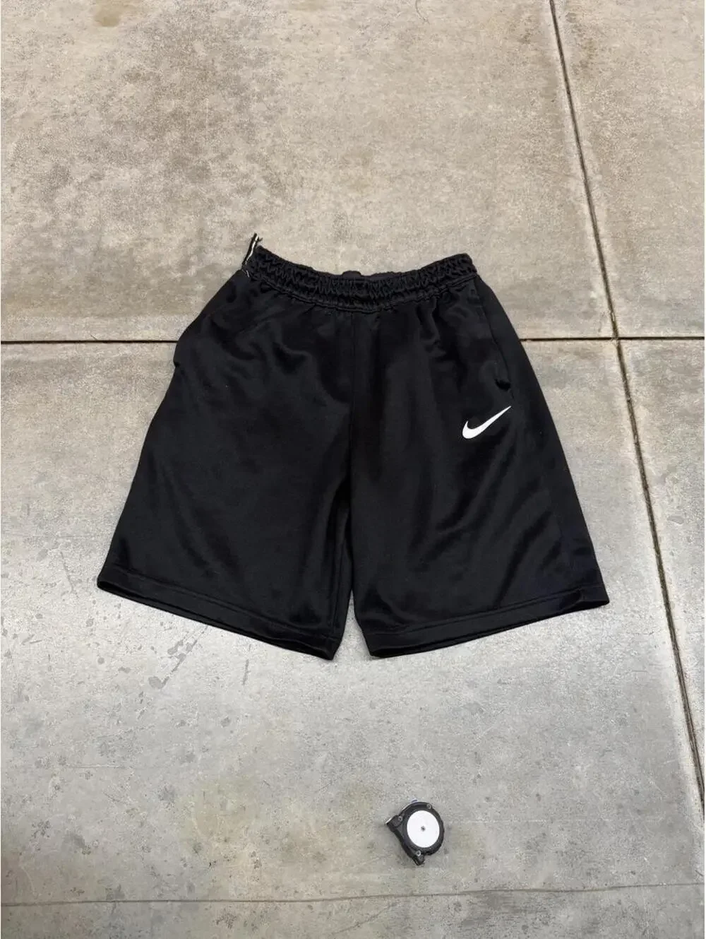 vintage nike dri fit black small swoosh gym shorts size medium
